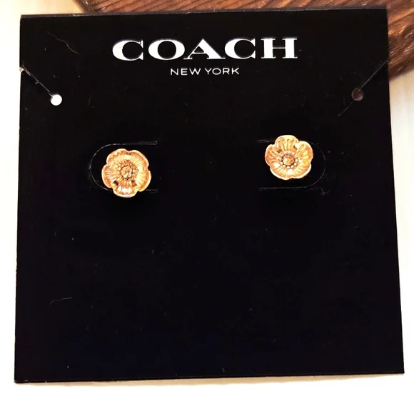 Coach | Jewelry | Coach Rose Gold Textured Stud Earrings 